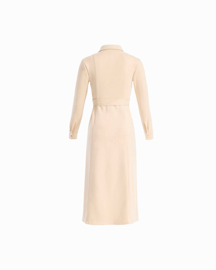 Anne Klein Scuba Suede Tie Front Shirt Dress