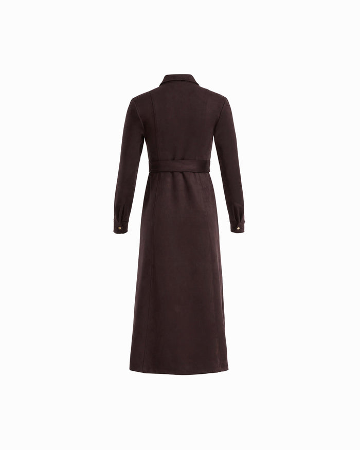Anne Klein Scuba Suede Tie Front Shirt Dress