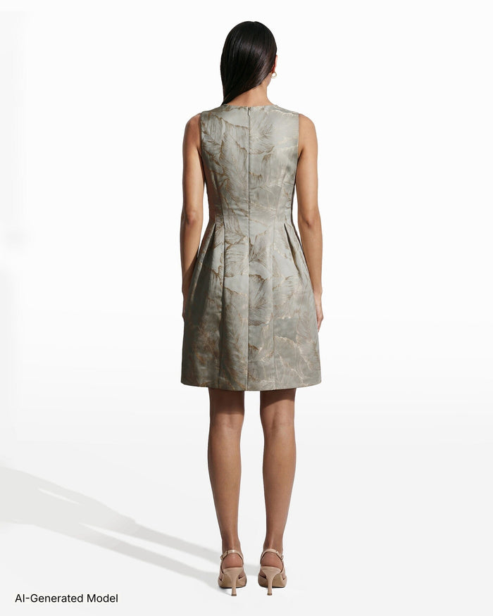 Anne Klein Seamed Satin Fit And Flare Dress With Pleats
