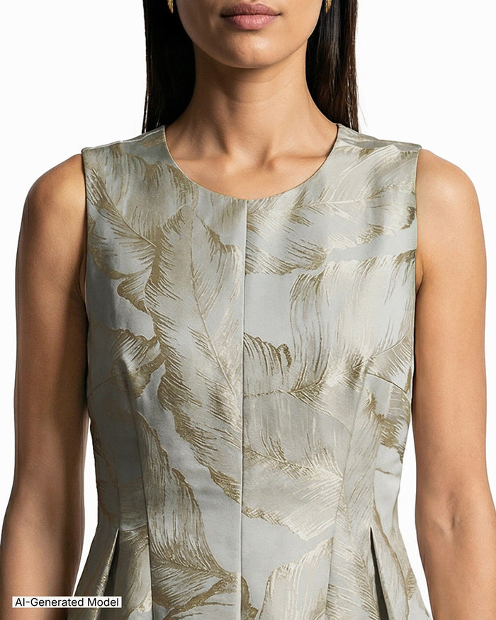 Anne Klein Seamed Satin Fit And Flare Dress With Pleats