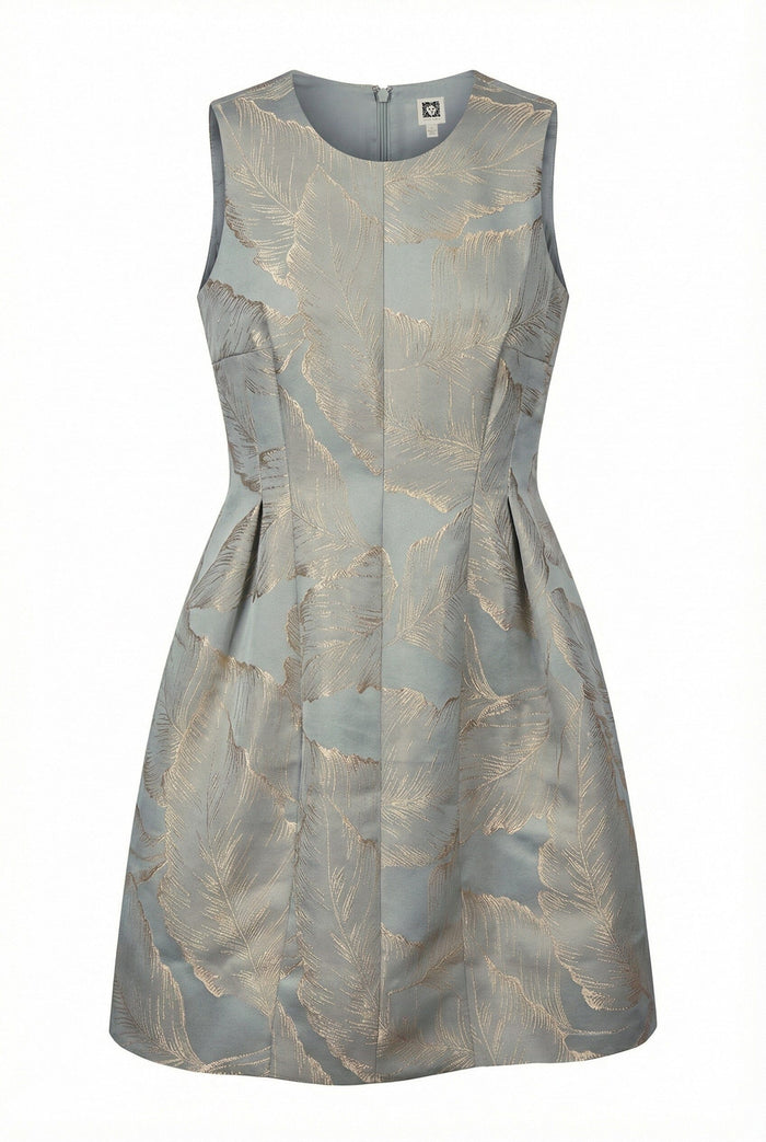Anne Klein Seamed Satin Fit And Flare Dress With Pleats