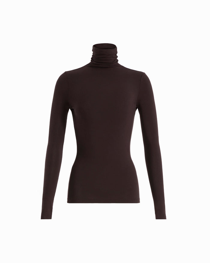 Anne Klein DEEP MAHOGANY Seamless Turtleneck Knit Top
