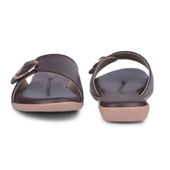 Senorita Formal Dark Brown Flat Slippers For Women MK-238E By Liberty