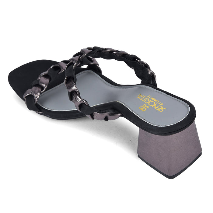 Senorita Sty 164E Black Casual Heeled Slippers For Women By Liberty