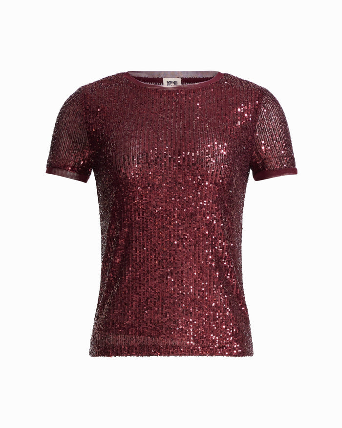 Anne Klein BAROLO Sequin Crew Neck Knit Top