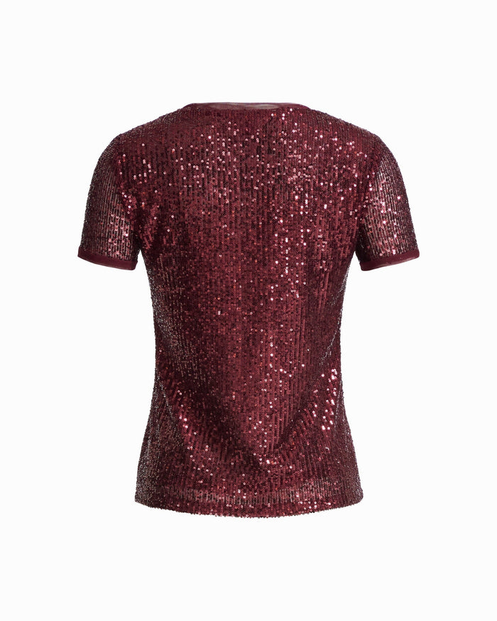 Anne Klein Sequin Crew Neck Knit Top