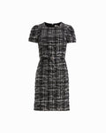 Anne Klein ANNE BLACK/WHITE Sequin Tweed Belted Dress