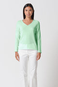 Serena V-Neck Cotton Knit Sweater - Mint