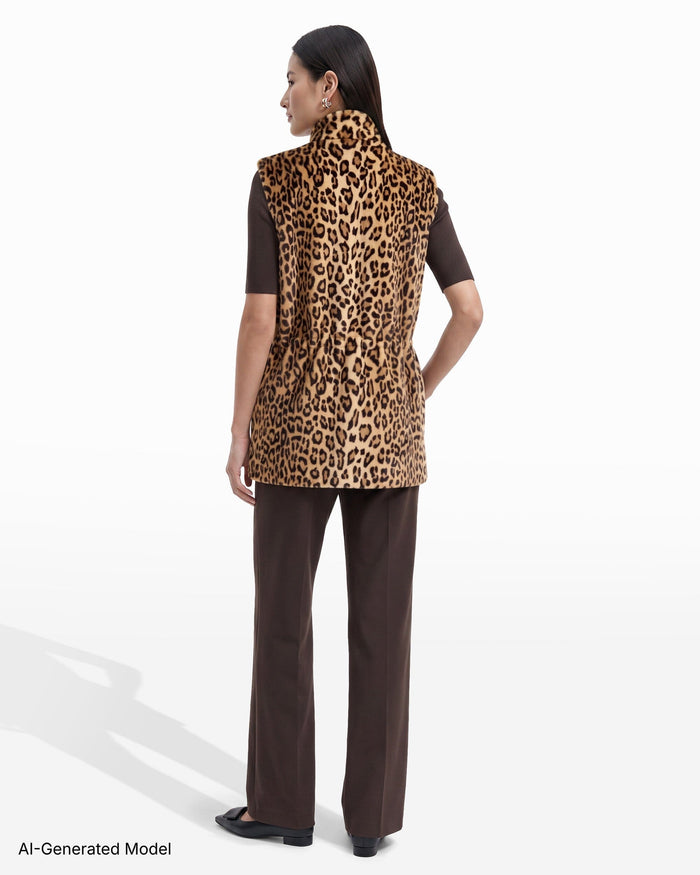 Anne Klein Shawl Neck Cheetah Vest