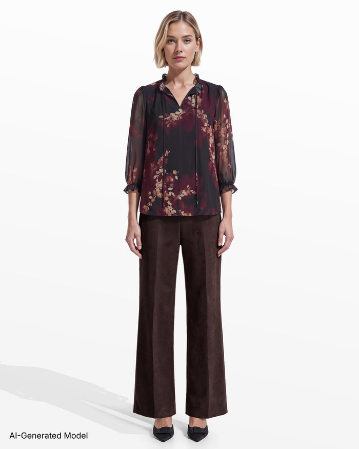Anne Klein Shirred Sleeve Ruffle Top