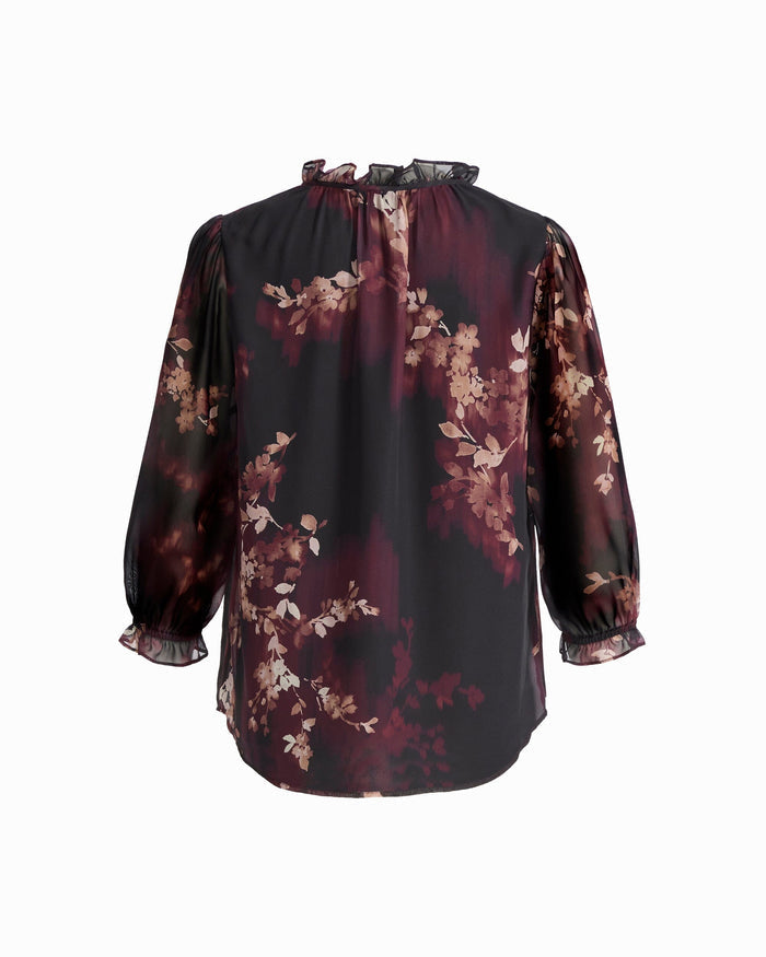 Anne Klein Shirred Sleeve Ruffle Top