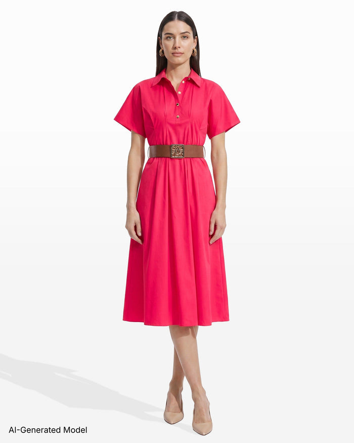 Anne Klein Short Sleeve Collared Shirt Dress