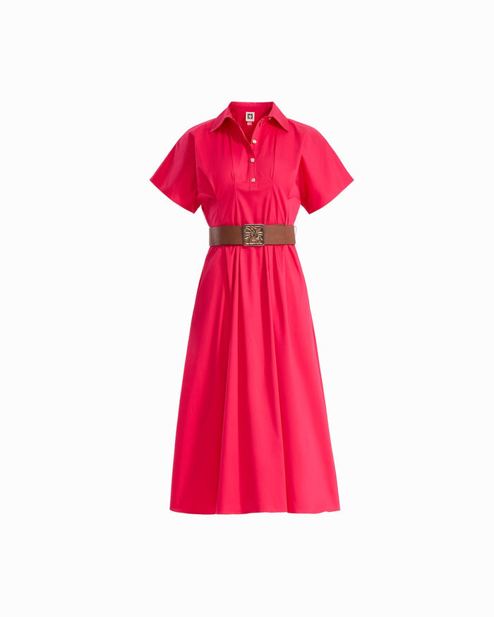 Anne Klein GRENADINE Short Sleeve Collared Shirt Dress