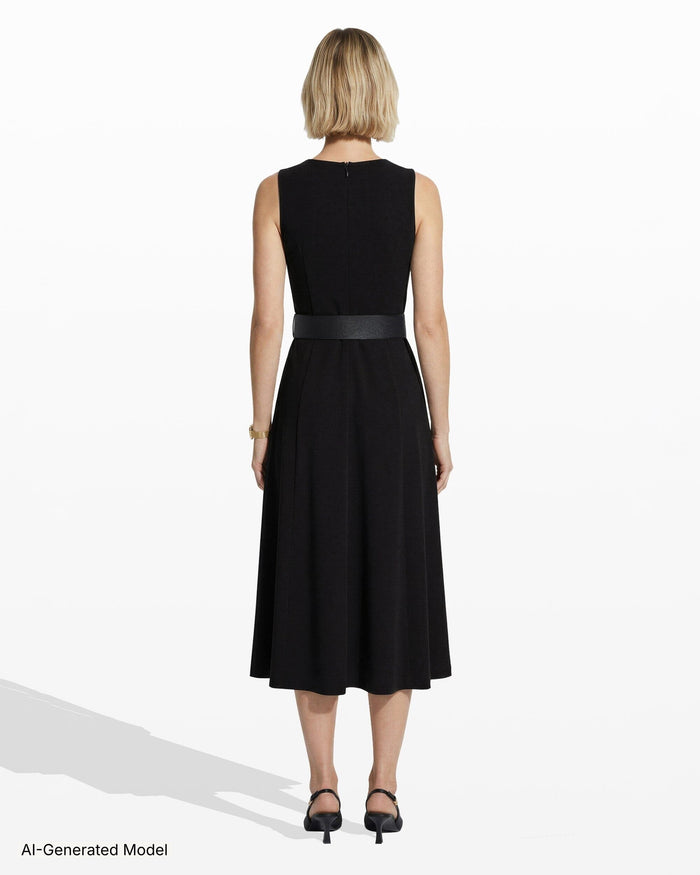 Anne Klein Side Button Midi Length Fit And Flare Dress