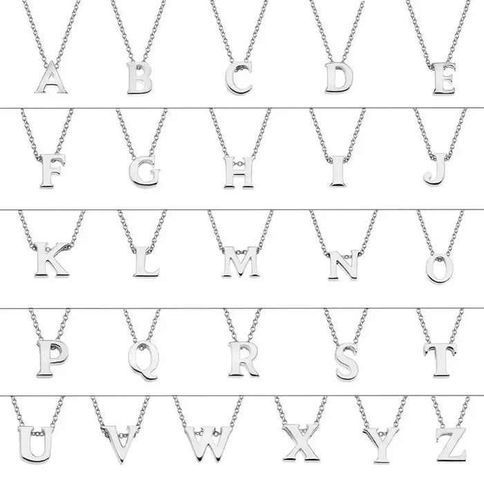 Silver Initial Necklace - A to Z