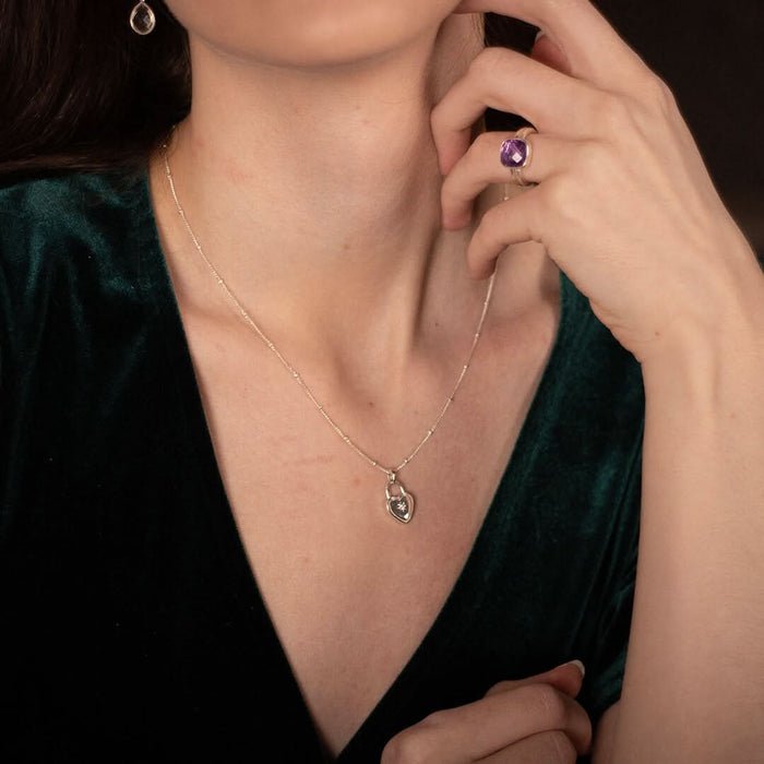 Heart shaped diamond necklace by Lily Blanche