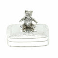 Sterling silver keepsake box with jointed silver teddy decoration on top