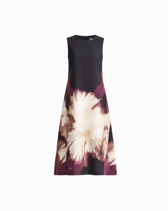 Anne Klein ANNE BLACK MULTI Sleeveless A-Line Midi Dress