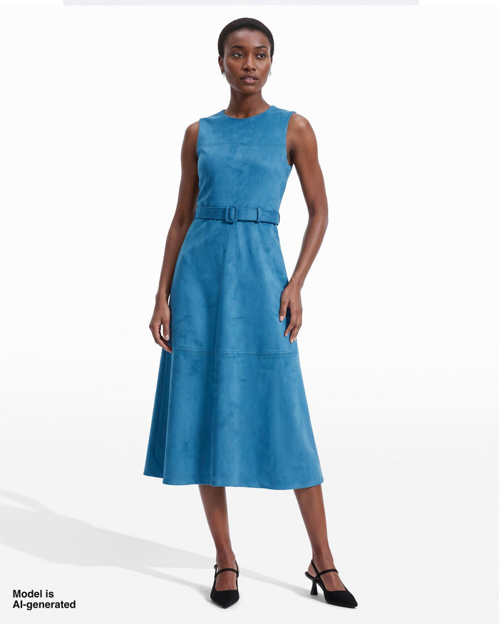 Anne Klein Sleeveless Boat Neck A-Line Midi Dress
