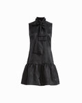 Anne Klein ANNE BLACK Sleeveless Bow Neck Tiered Jacquard Dress