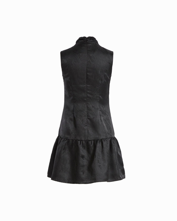 Anne Klein Sleeveless Bow Neck Tiered Jacquard Dress