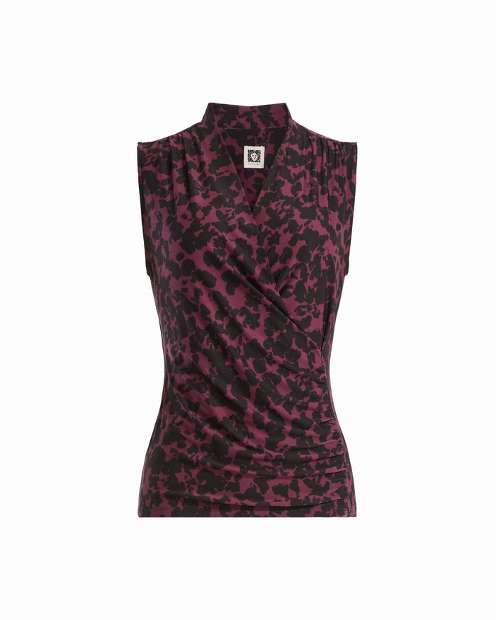 Anne Klein BAROLO/ANNE BLACK Sleeveless Faux Wrap V-Neck Top