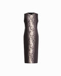 Anne Klein ANNE BLACK MULTI Sleeveless Jewel Neckline Midi Dress
