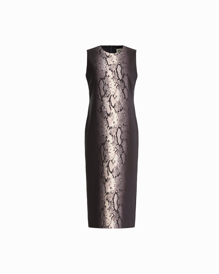 Anne Klein ANNE BLACK MULTI Sleeveless Jewel Neckline Midi Dress