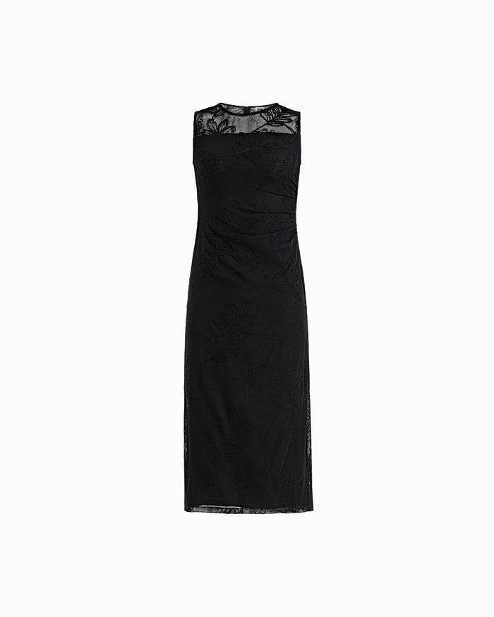 Anne Klein ANNE BLACK Sleeveless Mesh Neck Midi Dress