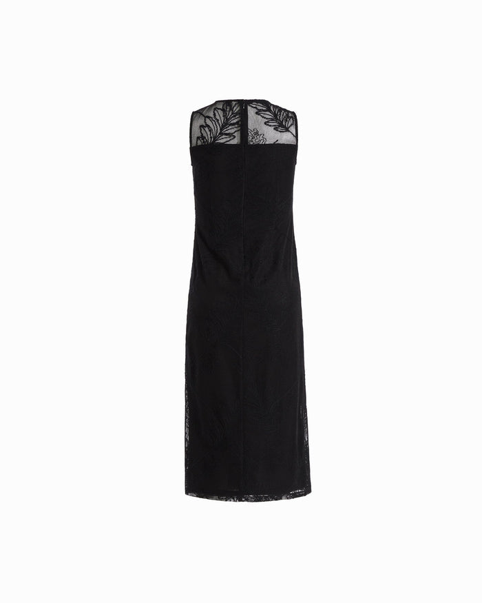 Anne Klein Sleeveless Mesh Neck Midi Dress