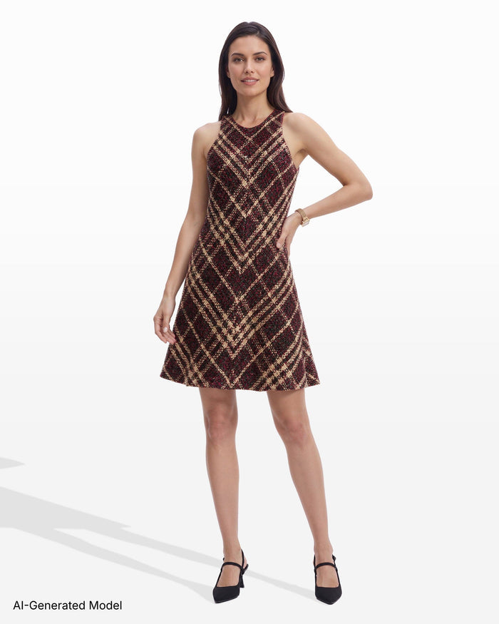 Anne Klein Sleeveless Swing Plaid Dress