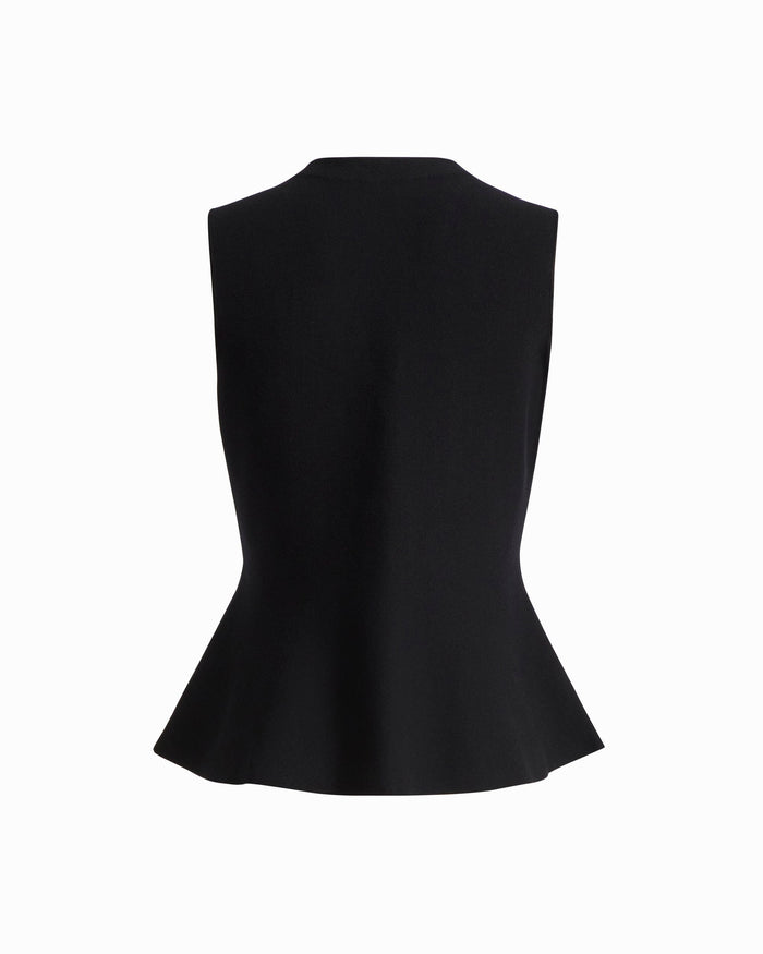 Anne Klein Sleeveless V-Neck Peplum Button-Front Vest Sweater