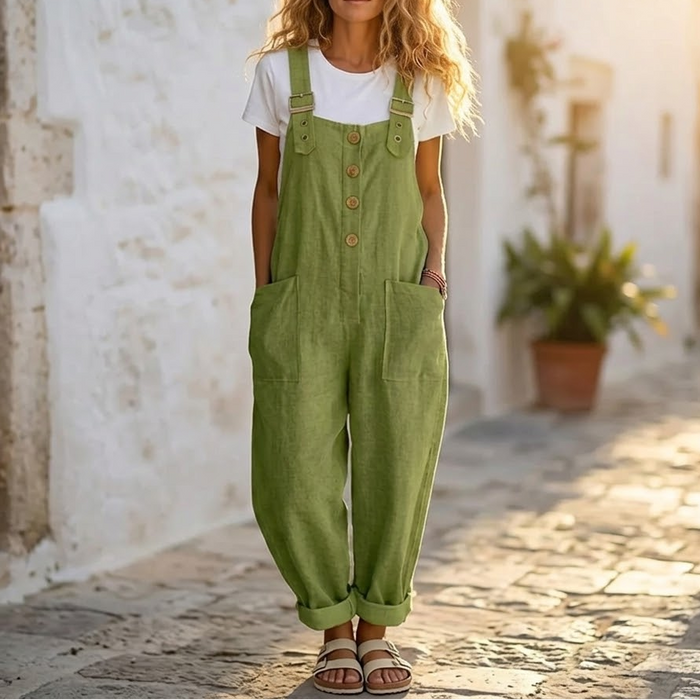 Slowlinen – Loose Button-Front Overalls