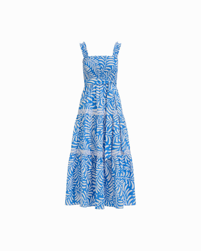 Anne Klein SEAPORT/CRISP WHITE Smocked Patio Dress