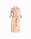 Anne Klein MACADAMIA MULTI Smocked Waist V-Neck Midi Dress