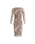 Anne Klein NATURAL CLAY MULT Snake Print Midi Dress