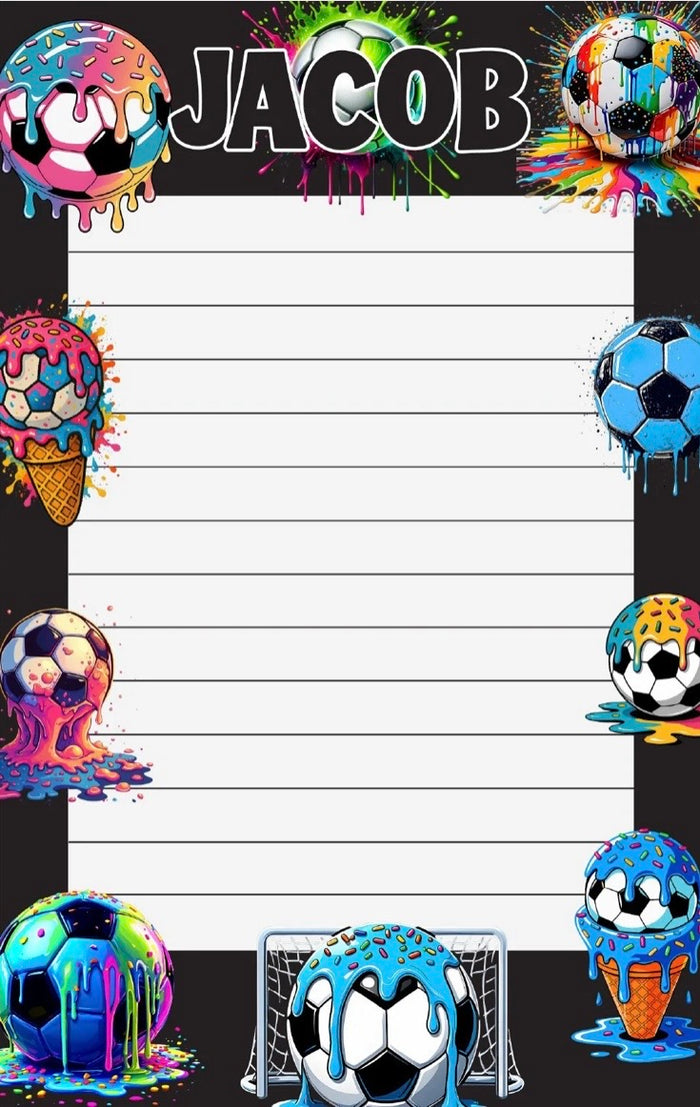 Soccer Drips Personalized Lined Notepad