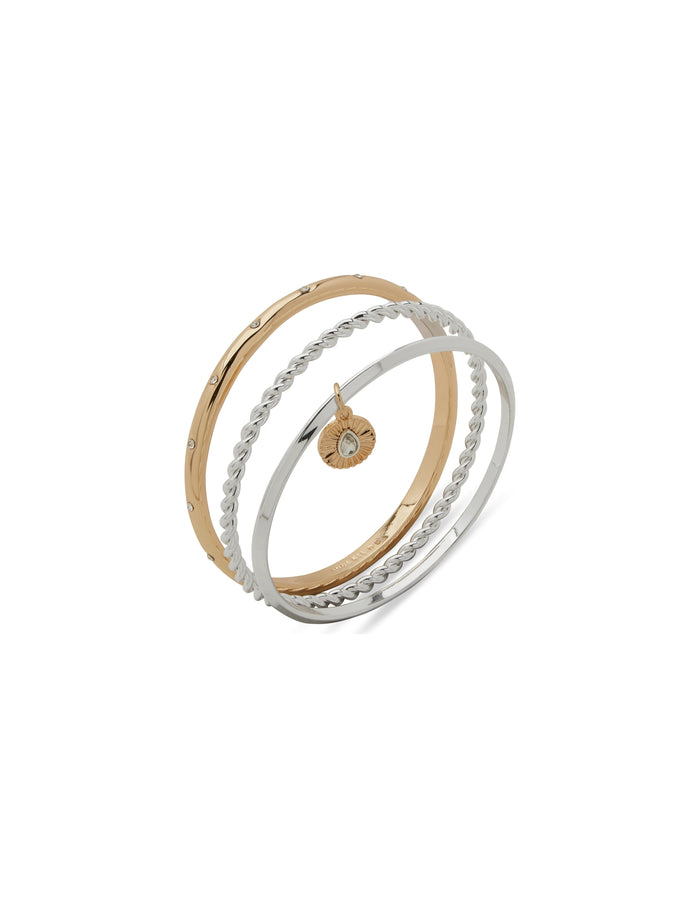 Anne Klein Two Tone Starburst Bangle Bracelet Set