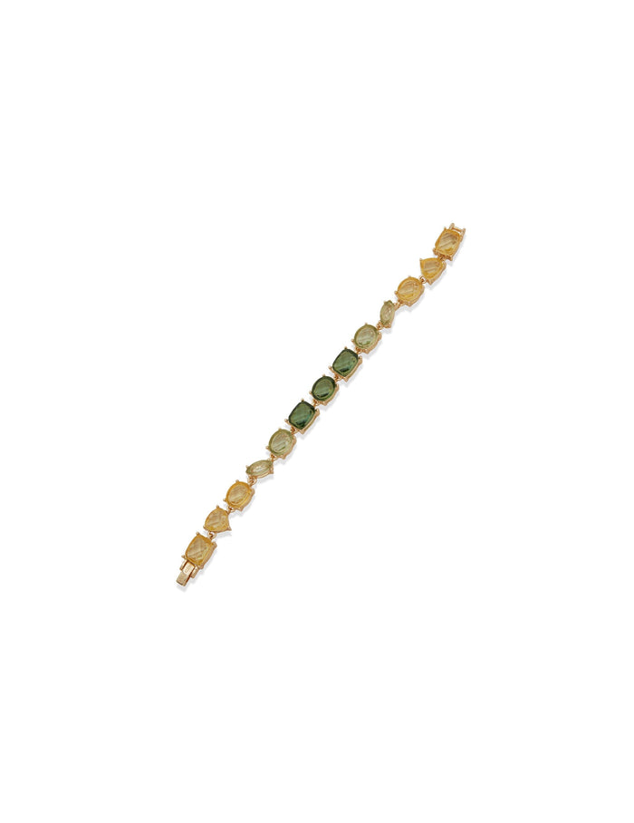 Anne Klein Gold Tone Stationed Stone Foldover Bracelet