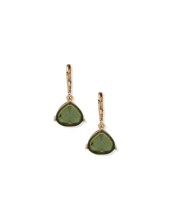 Anne Klein Gold Tone Stone Teardrop Pierced Earrings