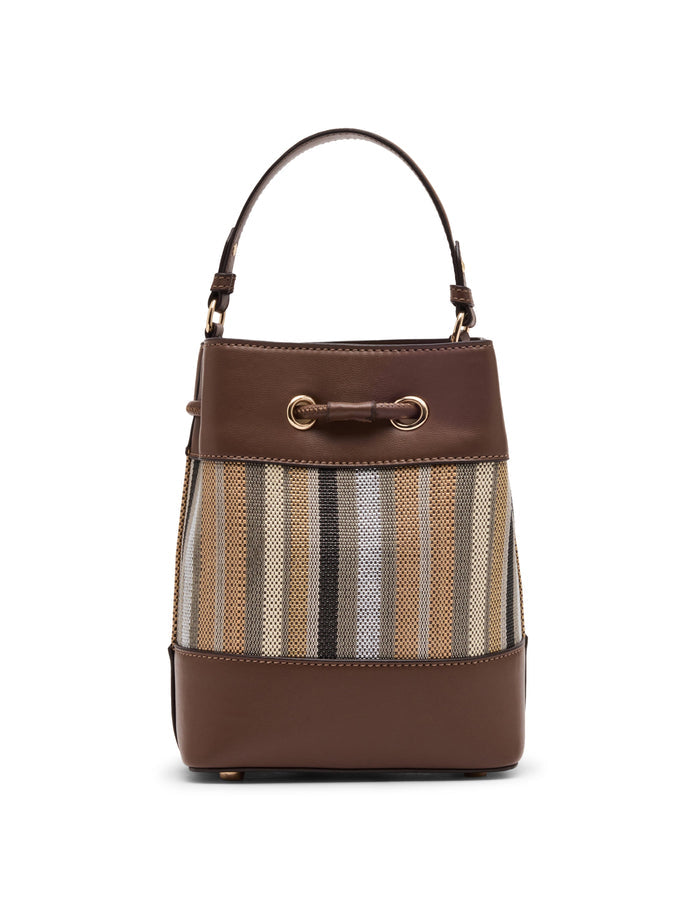 Anne Klein Striped Bucket Crossbody Bag with Convertible Strap