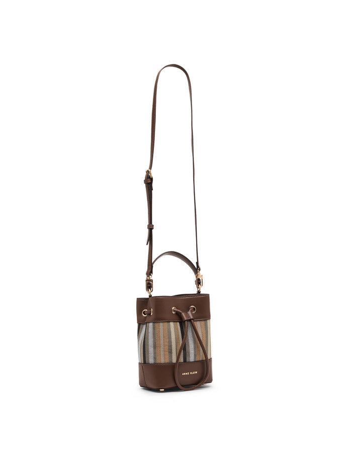 Anne Klein Striped Bucket Crossbody Bag with Convertible Strap