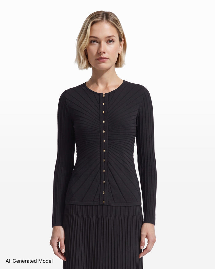 Anne Klein Sunburst Bell Sleeve Cardigan
