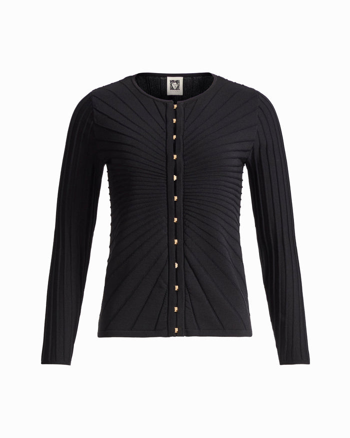 Anne Klein ANNE BLACK Sunburst Bell Sleeve Cardigan