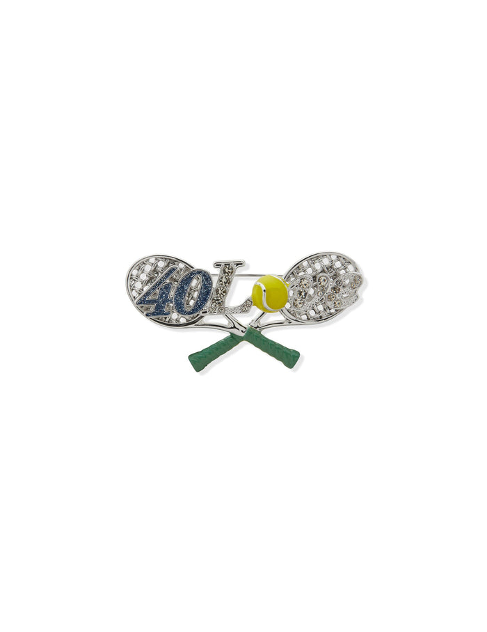 Anne Klein Silver Tone Tennis Racket Brooch