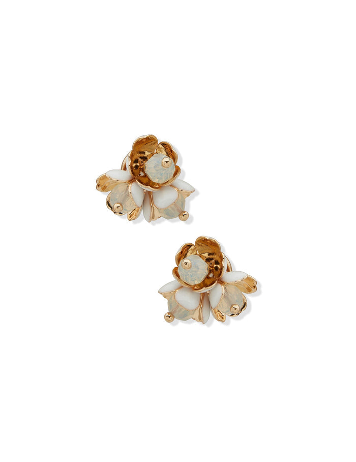 Anne Klein Gold Tone Textured Flower Stud Pierced Earrings