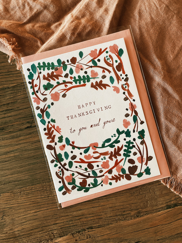 Thanksgiving Floral Wreath Greeting Card