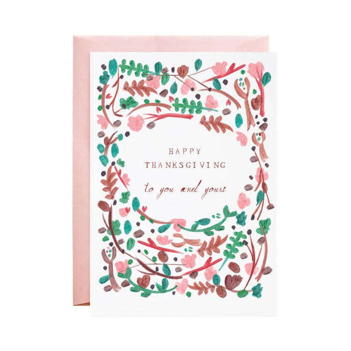 Thanksgiving Floral Wreath Greeting Card