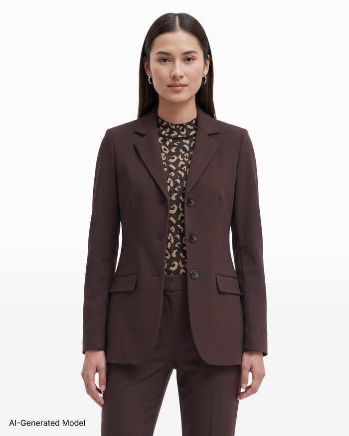 Anne Klein Three-Button Notched Neck Jacket