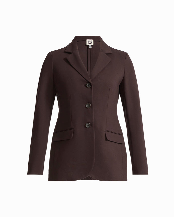 Anne Klein DEEP MAHOGANY Three-Button Notched Neck Jacket